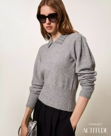 Maglia a polo in filato riciclato Twinset