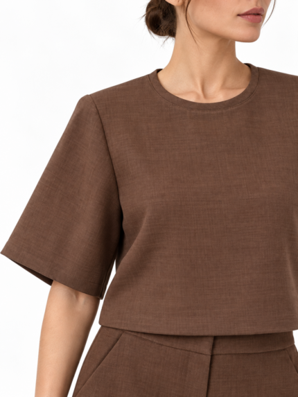 Top Donna Le Streghe Marrone a Manica Corta